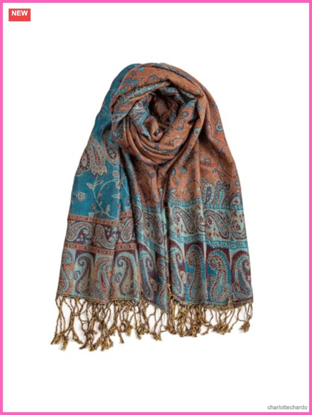 Pashmina Feel Reversible Wrap Scarf Paisley Shawl